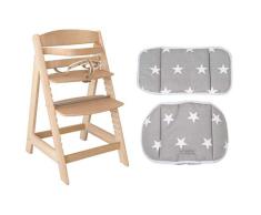 roba Treppenhochstuhl mitwachsend, Sit Up III, Babyhochstuhl, Holz natur, mit Sitzverkleinerer Little Stars