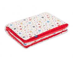 Pepi Leti 685843717041 Schüsse-Kuscheldecke Rot Minky, Babydecke, Kinderdecke, 100 x 75 cm Decke, mehrfarbig