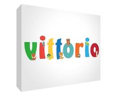 Little Helper Panel Dekoration Baby/Taufe Geschenk-Idee, Motiv Zeichnung personalisiert mit Namen für Teenager Vittorio 7.4 x 10.5 x 2 cm bunt