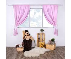 LULANDO Kinderzimmer Vorhänge Kindervorhänge Gardinen (155 cm x 120 cm) mit zwei Schleifenbändern zum Verzieren. In kinderfreundlichen Motiven erhältlich. Farbe: White Dots / Pink