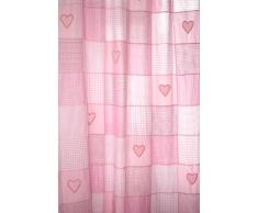 TAFTAN G-181 Patch Karierter with Herzen Vorhang mit Schlaufen, 145 x 280 cm, rosa