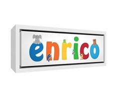 Little Helper Kunstdruck auf gerahmter Leinwand Holz weiß, Position personalisierbar mit Namen kinderleicht Heinrich 25 x 63 x 3 cm mehrfarbig