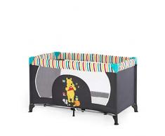 Hauck Dream’n Play Reisebett, 3-teilig, 120 x 60 cm, ab Geburt bis 15 kg, inkl. Matratze, Tragetasche (faltbar, tragbar, leicht und kippsicher), pooh geo (schwarz)