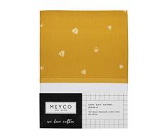 Meyco 433043 Bettlaken mit Umschlagrand SWEET TRIANGLE 100% Baumwolle OCKERGELB 75x100 cm Gelb-Weiß