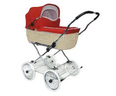 Eichhorn SEN-WN-K042-RF-EVA Weidenkorbkinderwagen mit Lederriemengestell Korb Weide Natur, EVA-Rad, Stoff rot