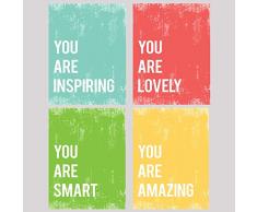 You Are Collection, Set von 4 Wand-Kunstdrucken, Kinderzimmer-Deko, Kinderzimmer, Wand-Druck, Geschlechtsneutral, Kinderzimmer-Dekor, Motivations-Wort-Kunst, inspirierende Kunst für Kinder, Babyzimmer-Dekor 24x36 mehrfarbig
