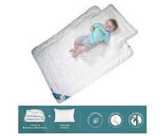 Sevira Kids Bettdecke und Kopfkissen, für Kinder, Perkal, 100% Bambus