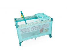 Olmitos Reisebett mit Wickelunterlage und Spielspielzeug