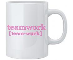 Feel Good Art Hochglanz Keramik Tasse in Modernes typographisches Design für das Büro oder Zuhause aus der Motivation Collection (Cerise Töne)