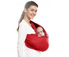 Wallaboo Baby Tragetuch Connection, 100% Baumwolle, Passt sich der Form Ihres Baby genau an, Atmungsaktiv, Weich, Ergonomische Babytragetuch, Für Neugeborene und Babys bis 15 kg, Farbe: Rot