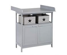 roba Wickelkommode Hamburg mit Wickelansatz, 2 Türen, 2 Canvas Boxen und Wandbefestigung, Wickeltisch mit Wickelaufsatz, als Kommode verwendbar, Wickelhöhe 92 cm