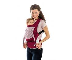 AMAZONAS Ergonomische Babytrage Smart Carrier mit Kapuze für Neugeborene & Kleinkinder Mitwachsend ab 0-3 Jahre bis 15 kg 100% Baumwolle bordeaux