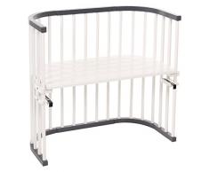 babybay Original Beistellbett aus massivem Buchenholz für Tag und Nacht I Kinderbett Höhe verstellbar & umweltfreundlich I mitwachsendes Babybett (schiefergrau/weiß lackiert)