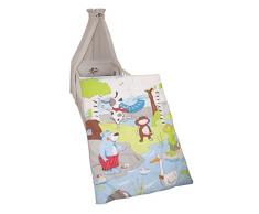 roba Kinder-Bettgarnitur 4-tlg, Babybett-Ausstattung Eltern, Bettset mit Applikation, Bettwäsche 100x135 (Decke & Kissen), Nestchen, Himmel