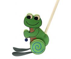 Hess Holzspielzeug 14438 - Schiebefrosch aus Holz, ca. 21 cm