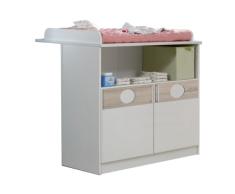 Wimex 310215 Wickelkommode Kimba 2-türig mit Schubkästen und offenem Fach, 96 x 95 x 73 cm, alpinweiß Absetzungen Eiche Sägerau Nachbildung