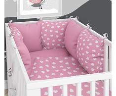 3-teiliges Set: Babybett-Wäsche 100x135 cm mit Spannbettlaken und Kissen-Nestchen - sechs Kissen samt Bezügen für das Babybett 70x140 cm