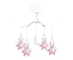 Trousselier - Musikmobile - Engelhase - Rosa Blumen Baumwolle bedruckt - Musik La Vie en Rose von Edith Piaf - Chic - Ideales Geburtsgeschenk - Einfach zu installieren - Farbe rosa