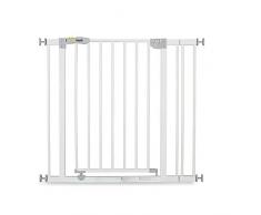 Hauck Open N Stop Treppenschutzgitter, inklusive 9 cm Verlängerung/Türgitter/84-89 cm/ohne Bohren/kombinierbar mit Y-Spindel für Geländer/erweiterbar bis 110 cm/zwei Richtungen/Metall/white(weiß)