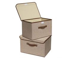 UUUJOLY Faltbare Aufbewahrungsbox Würfel mit Deckel und Griffen Stoff Aufbewahrungskorb Organizer Faltbare Schubladen Container für Kinderzimmer, Schrank, Schlafzimmer, Zuhause