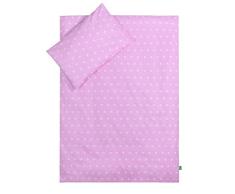 LULANDO Bettwäsche Kinderbettwäsche Bettset 2-teilig Kissenbezug und Bettbezug. Oberstoff 100% Baumwolle. Passend für Kinderbetten 70x140 cm. Farbe: Grey Clouds / Stars Pink