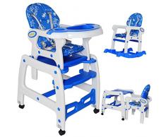 Seelux beweglicher 3 in 1 Multi Kinderhochstuhl mit Schaukelfunktion, Rollen mit Bremse, verstellbar (Blau)