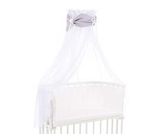 babybay Himmel Organic Cotton mit Schleife passend für alle Modelle, lichtgrau Sterne weiß