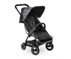 Hauck Micro kompakter Buggy bis 18 kg mit Liegefunktion ab Geburt, mit einer Hand klein klappbar, leicht - aus Aluminium, höhenverstellbarer Schiebegriff, Reflektoren, star schwarz