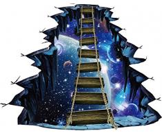 CNUSER 3D-Wandaufkleber, Motiv Galaxie, mit Planeten und Sternen, abnehmbar, für Kinderzimmer, Schlafzimmer, Decke, Wohnzimmer, Kinderzimmer Bridge Galaxy