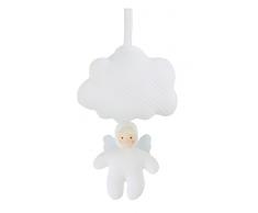 Trousselier - Spieluhr zum Anhängen - Engel - Mattelassé Baumwollstoff - Wiegenlied Musik von Brahms - Klassischer Chic - Ideales Geburtsgeschenk - Maschinenwaschbar - Farbe weiß