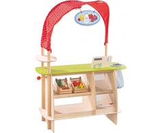 HABA 302087 - Kaufladen Einkaufsglück, Kaufmannsladen und Eisdiele aus Holz, Verkaufsstand mit Kasse, Holzsteigen mit 22 Teilen, Spielzeug ab 3 Jahren