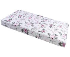 Spannbettlaken Spannbetttuch für Babybett Kinderbett 60x120 cm, 70x140 cm, 100% Baumwolle, fürs Baby, Baby Bettwäsche Größe: 120x60 cm, Muster: Gute Nacht Grau (Traumfänger mit rosa Blüment)
