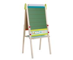 roba Tafel ABC Eule, höhenverstellbare Standtafel mit Schreibtafel liniert & Maltafel magnetisch, ABC & Ablage, Kindertafel Holz, natur