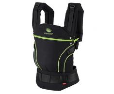 manduca First Baby Carrier > Black Line ScreaminGreen < Babytrage aus Bio-Baumwolle (Organic Cotton), Rückentrage, Bauch- und Hüfttrage, für Babys ab 3,5kg und Kleinkinder bis 20 kg (schwarz-grün)