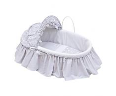 Cambrass 35070 Wiege Mit Rüschen plus Haube Une Kollektion, Star, 47 x 84 cm, grau