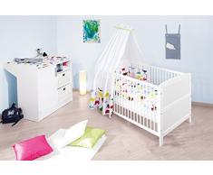 Pinolino - 090022 - Sparset Viktoria, 2-teilig, Kinderbett (140 x 70 cm) und Wickelkommode, weiß