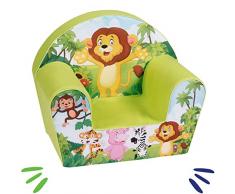 DELSIT Kindersessel Babysessel Kinder Sessel Baby Sitz Kindermöbel für Jungen Zoo Grün
