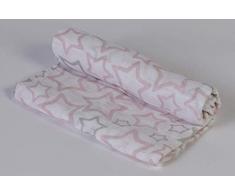 Ti TIN - Baby Musselin, 125x125 cm | Musselin Tuch mit Sternchenmuster, leichte und weiche Baumwollfaser, Mulltuch vielseitig einsetzbar, als Decke, Halstuch/Dreieckstuch, Spucktuch etc, Farbe: Rosa