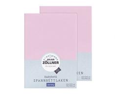 Julius Zöllner 8380347760 Jersey Spannbetttuch Doppelpack für das Kinderbett, Gr. 60x120 / 70x140, rosa