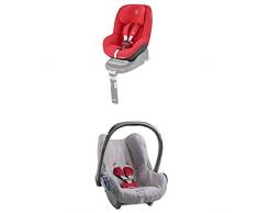 Maxi-Cosi Citi Babyschale, Gruppe 0+ (0-13kg), Black Diamond (schwarz) + Sommerbezug für Babyschale CabrioFix, Citi und Citi SPS, cool grey