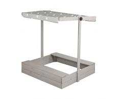 roba 455011GAV190 Sandkasten klein mit Sonnendach Little Stars, Holzsandkasten aus wetterfestem Massivholz, grau lasiert