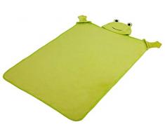 Walser 26015 Froggy Kinderdecke, Kuscheldecke, Schmusedecke, Plüschdecke mit Kapuze und Handschuhen, grün 130 x 100 cm