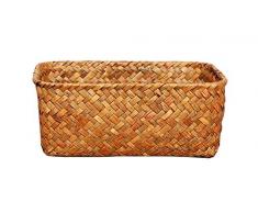 Korb aus Seegras, gewebt, rechteckig, Aufbewahrungskorb für Frühling, klein, Obst, Gemüse, Picknickkorb, dekorative Küche, Netz, Zero-Abfallkorb