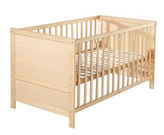 roba Kombi Kinderbett, 70x140 cm, Babybett Holz natur, 3-fach höhenverstellbar, Baby- bzw. Kinderbett mit Schlupfstäben umbaubar zum Juniorbett