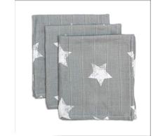 Briljant Baby - 3 Hydrophilen Mull Waschlappen Robin Grau Reverse - angenehm weich, für Baby/Kinder pflege