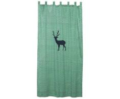 TAFTAN G-603 blauer Hirsch Vorhang mit Schlaufen, 145 x 280 cm