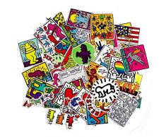 Keith Haring Aufkleber für Snowboard Laptop Gepäck Auto Kühlschrank Auto Styling Aufkleber 50 Stück
