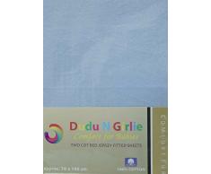 Dudu N Girlie Spannbettlaken für Kinderbett, 100% Baumwolle, 70 x 140 cm, 2-teilig, Blau