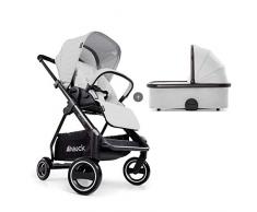 Hauck Apollo Duoset Sportwagen + Beindecke + Babywanne, drehbar, bis 25 kg, Reflektoren, höhenverstellbarer Schiebegriff, kompakt faltbar, kompatibel mit Babyschale, silber