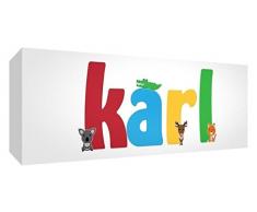 Little Helper KARL1542-15DE Leinwanddruck Personalisiert, mit Jungennamen, Karl, Klein, 15 x 42 x 4 cm